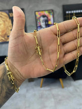 Kit Corrente + Pulseira Cadeado Alongado Arredondado 6mm Marcação 750